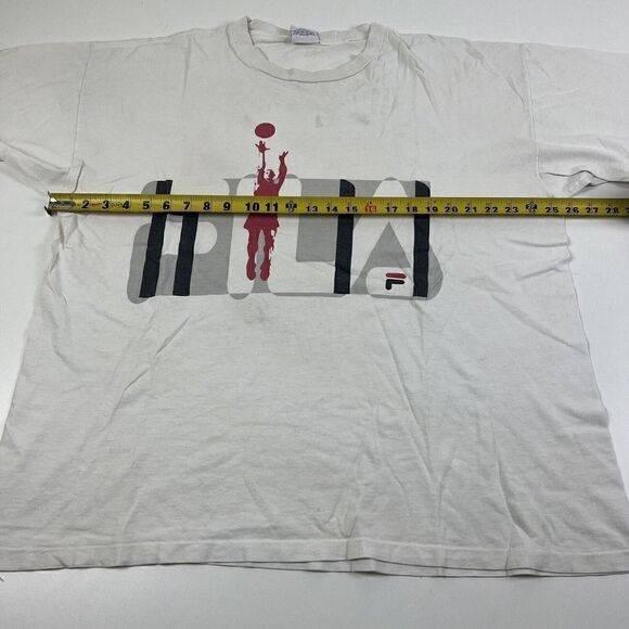 Vintage Fila 90’s shirt Basketball Distressed Single Stitch White sz XL - Picture 6 of 12